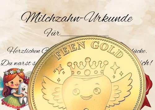 FEEN GOLD Milchzahngeschenk Zahnfeemünze mit Milchzahn Urkunde Zertifikat Brief Geschenk von der Zahnfee für Mädchen Jungen Kinder Wackelzahn Überraschung (beige) FEEN GOLD Milchzahngeschenk Zahnfeemünze mit Milchzahn Urkunde Zertifikat Brief Geschenk von der Zahnfee für Mädchen Jungen Kinder Wackelzahn Überraschung (beige) von FEEN GOLD