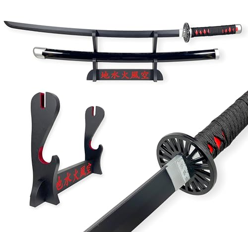FEENOMENN Demon Slayer : Kimetsu No Yaiba - Nachbildung Katana Holzklinge - TANJIRO KAMADO (Black Nichirin) von FEENOMENN