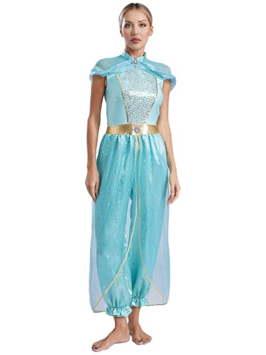 FEESHOW Damen Arabische Märchen Prinzessin Kostüm Orient Kleidung Cosplay Overall Frauen Fasching Halloween Kostüm Party Tanzkleidung Hellblau XL FEESHOW Damen Arabische Märchen Prinzessin Kostüm Orient Kleidung Cosplay Overall Frauen Fasching Halloween Kostüm Party Tanzkleidung Hellblau XL von FEESHOW