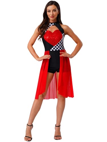 FEESHOW Damen Herzkönigin Kostüm Rennfahrer Cosplay Kleid Bodysuit Karneval Faschingskostüm Geburtstag Fancy Party Outfit Rot M FEESHOW Damen Herzkönigin Kostüm Rennfahrer Cosplay Kleid Bodysuit Karneval Faschingskostüm Geburtstag Fancy Party Outfit Rot M von FEESHOW