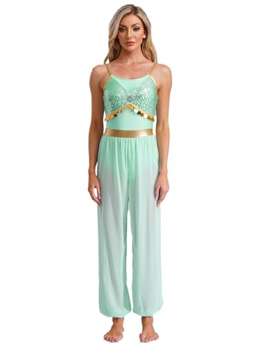 FEESHOW Damen Kostüm Arabische Prinzessin Halloween Fasching Kostüm Araber Märchen Prinzessin Cosplay Pailletten Overall Für Party Tanz Blaugrün L FEESHOW Damen Kostüm Arabische Prinzessin Halloween Fasching Kostüm Araber Märchen Prinzessin Cosplay Pailletten Overall Für Party Tanz Blaugrün L von FEESHOW