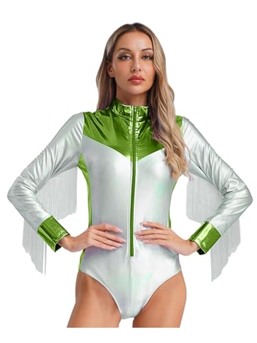 FEESHOW Damen Space Girl Kostüm Alien Girl Quasten Metallic Body Karneval Fasching Space Cop Cosplay Rave Festival Party Outfit Neongrün 3XL FEESHOW Damen Space Girl Kostüm Alien Girl Quasten Metallic Body Karneval Fasching Space Cop Cosplay Rave Festival Party Outfit Neongrün 3XL von FEESHOW