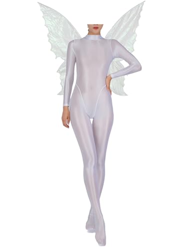 FEESHOW Erwachsene Damen Feenflügel Kostüm Glänzend Nylon Bodystocking Set Karneval Schmetterling Kostüm Glitzer Party Clubwear Weiß XL FEESHOW Erwachsene Damen Feenflügel Kostüm Glänzend Nylon Bodystocking Set Karneval Schmetterling Kostüm Glitzer Party Clubwear Weiß XL von FEESHOW