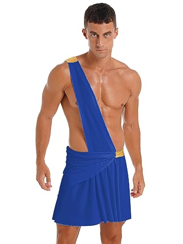 FEESHOW Erwachsene Herren Toga Römischer Gladiator Krieger Caesar Kostüm Griechischer Gott Kostüm Römer Kilt Rock Karneval Party Clubwear Blau S von FEESHOW