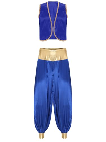 FEESHOW Herren Arabischer Prinz Kostüm Weste Aladdinhose Outfit Orient Flaschengeist Cosplay Männer Fasching Halloween Kostüm Königsblau&Königsblau XL FEESHOW Herren Arabischer Prinz Kostüm Weste Aladdinhose Outfit Orient Flaschengeist Cosplay Männer Fasching Halloween Kostüm Königsblau&Königsblau XL von FEESHOW