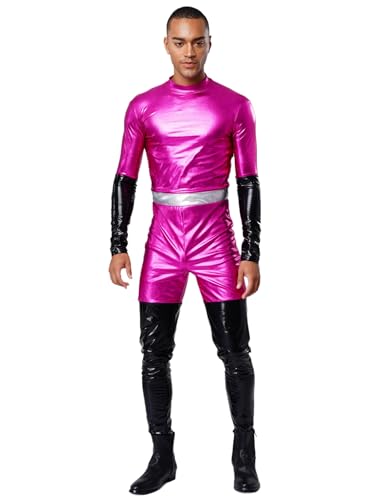 FEESHOW Herren Beast Kostüm Metallic Jumpsuit Männer Halloween Faschingskostüm Cosplay Ganzanzug Hotpink XXL FEESHOW Herren Beast Kostüm Metallic Jumpsuit Männer Halloween Faschingskostüm Cosplay Ganzanzug Hotpink XXL von FEESHOW