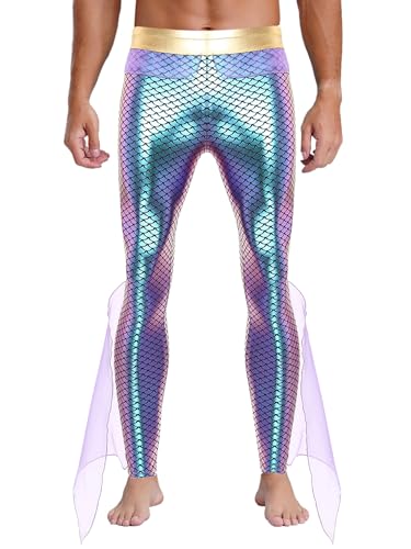FEESHOW Herren Kostüm König Der Meere Meerjungfrau Fischschuppen Leggings Mit Rüschen Halloween Faschingskostüme Glitzer Metallic Hose Violett XXL FEESHOW Herren Kostüm König Der Meere Meerjungfrau Fischschuppen Leggings Mit Rüschen Halloween Faschingskostüme Glitzer Metallic Hose Violett XXL von FEESHOW