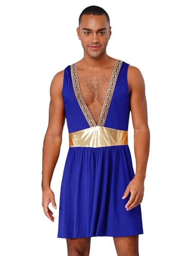 FEESHOW Herren Kostüm Römisches Gladiator Outfit Klit Griechische Götter Kostüm Kleid Für Halloween Fasching Blau 3XL FEESHOW Herren Kostüm Römisches Gladiator Outfit Klit Griechische Götter Kostüm Kleid Für Halloween Fasching Blau 3XL von FEESHOW