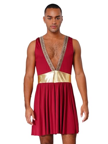 FEESHOW Herren Kostüm Römisches Gladiator Outfit Klit Griechische Götter Kostüm Kleid Für Halloween Fasching Burgundy XXL FEESHOW Herren Kostüm Römisches Gladiator Outfit Klit Griechische Götter Kostüm Kleid Für Halloween Fasching Burgundy XXL von FEESHOW