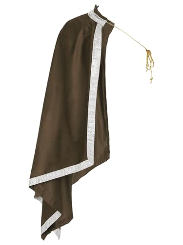 FEESHOW Herren Mittelalter Umhang Halb Schulter Renaissance Ritter Noble König Kostüm Retro Römische Schal Halloween Fasching Kostüm von FEESHOW