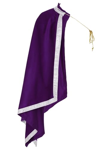 FEESHOW Herren Mittelalter Umhang Halb Schulter Renaissance Ritter Noble König Kostüm Retro Römische Schal Halloween Fasching Kostüm von FEESHOW