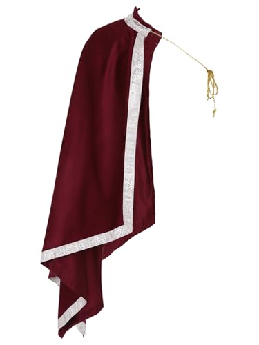 FEESHOW Herren Mittelalter Umhang Halb Schulter Renaissance Ritter Noble König Kostüm Retro Römische Schal Halloween Fasching Kostüm von FEESHOW