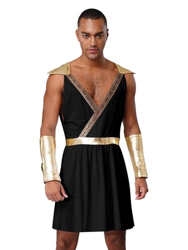 FEESHOW Herren Römisches Kostüm Götter Kostüm Griechische Tunika Metallic Armband Set Halloween Fasching Schwarz XXL FEESHOW Herren Römisches Kostüm Götter Kostüm Griechische Tunika Metallic Armband Set Halloween Fasching Schwarz XXL von FEESHOW