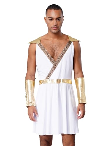 FEESHOW Herren Römisches Kostüm Götter Kostüm Griechische Tunika Metallic Armband Set Halloween Fasching Weiß XXL FEESHOW Herren Römisches Kostüm Götter Kostüm Griechische Tunika Metallic Armband Set Halloween Fasching Weiß XXL von FEESHOW