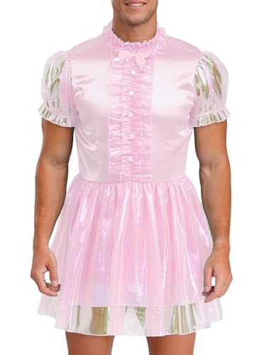 FEESHOW Herren Sissy Maid Kostüm Glänzend Dienstmädchen Kleid Tutu Rock Karneval Junggesellenabschied Party Clubwear Rosa XXL FEESHOW Herren Sissy Maid Kostüm Glänzend Dienstmädchen Kleid Tutu Rock Karneval Junggesellenabschied Party Clubwear Rosa XXL von FEESHOW