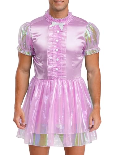 FEESHOW Herren Sissy Maid Kostüm Glänzend Dienstmädchen Kleid Tutu Rock Karneval Junggesellenabschied Party Clubwear Violett XXL FEESHOW Herren Sissy Maid Kostüm Glänzend Dienstmädchen Kleid Tutu Rock Karneval Junggesellenabschied Party Clubwear Violett XXL von FEESHOW