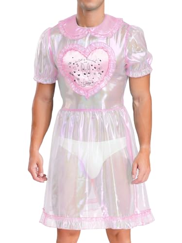 FEESHOW Herren Sissy Maid Kostüm Puffärmel Transparent Kleid Karneval Junggesellenabschied Party Clubwear Rosa XXL FEESHOW Herren Sissy Maid Kostüm Puffärmel Transparent Kleid Karneval Junggesellenabschied Party Clubwear Rosa XXL von FEESHOW