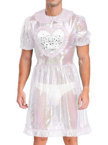 FEESHOW Herren Sissy Maid Kostüm Puffärmel Transparent Kleid Karneval Junggesellenabschied Party Clubwear Weiß L FEESHOW Herren Sissy Maid Kostüm Puffärmel Transparent Kleid Karneval Junggesellenabschied Party Clubwear Weiß L von FEESHOW