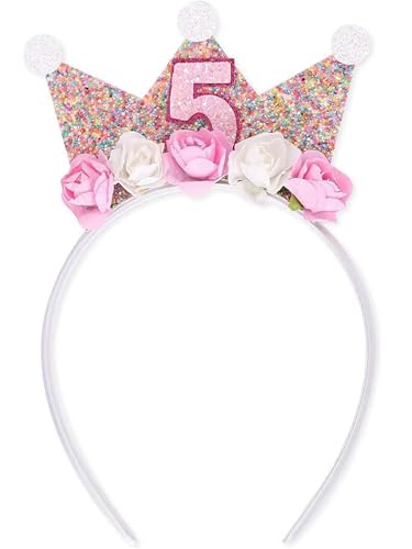FEESHOW Mädchen Geburtstagskrone Prinzessin Krone Geburtstag Stirnband Mit Blumen Für Baby Kinder Geburtstag Party Rosa D Einheitsgröße FEESHOW Mädchen Geburtstagskrone Prinzessin Krone Geburtstag Stirnband Mit Blumen Für Baby Kinder Geburtstag Party Rosa D Einheitsgröße von FEESHOW