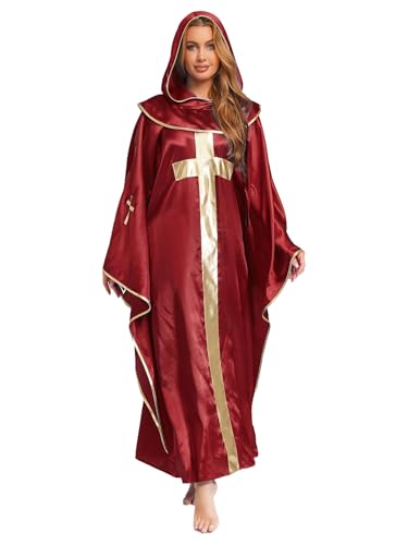 FEESHOW Unisex Erwachsene Katholische Priester Gewänder Kirche Klerus Masse Gewänder Robe Mit Kapuze Burgundy 3XL FEESHOW Unisex Erwachsene Katholische Priester Gewänder Kirche Klerus Masse Gewänder Robe Mit Kapuze Burgundy 3XL von FEESHOW