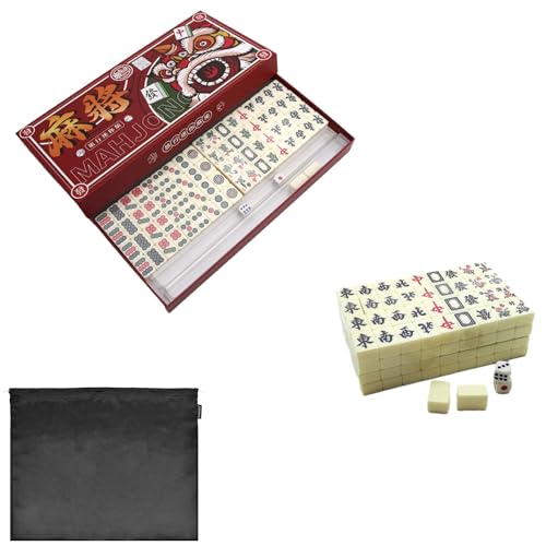 FEICHANGHAO Mini Mahjong Set Box Tragbar Chinesisches Mah Jong Set Mit 144 Mahjong Steinen, Reise Mahjong Perfekt für Partys, Reisen und lustige Familienspiele von FEICHANGHAO