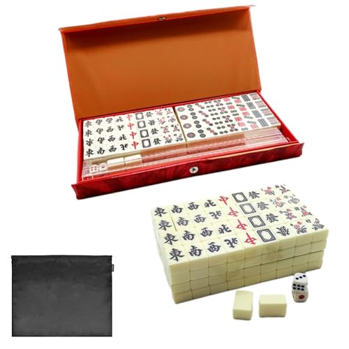FEICHANGHAO Mini Mahjong Set Box Tragbares Traditionelles Mahjong Set Mit 144 Majong Spielsteine, Reise-Mahjong-Brettspiel Geeignet für Urlaubsreisen, Partys, Familienfeiern. von FEICHANGHAO