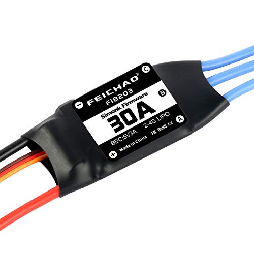 FEICHAO 30A ESC Elektrischer Geschwindigkeitsregler Bürstenloser Motor Firmware mit 5V 3A BEC für 2 bis 4s Lipo-Batterie (1 Stück) von FEICHAO