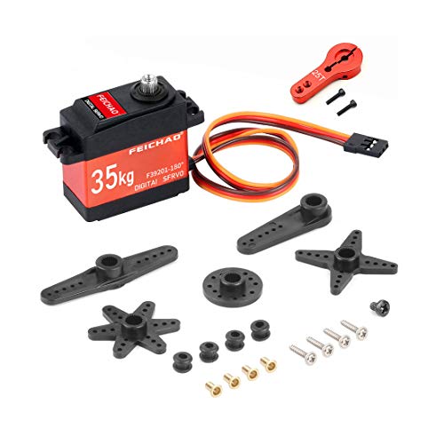 FEICHAO 35kg Coreless Digital Servo Wasserdicht 180 ° 270 ° 360 ° Aluminium-Metallgetriebe mit großem Drehmoment 25T Metallarm für RC-Car (180°) von FEICHAO