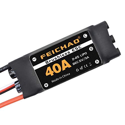 FEICHAO 40A Brushless Regler 2-4S Drehzahlregler mit 5V 3A BEC für Fixed Wing DIY RC Multi-Achsen Flugzeug Drone Hubschrauber (Short Cable) von FEICHAO