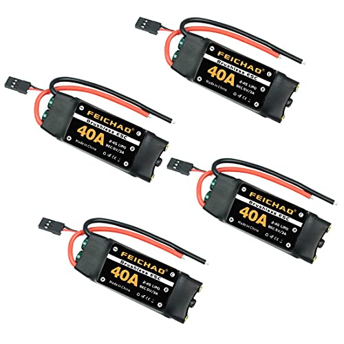 FEICHAO 4Pcs 40A Brushless ESC 2-4S Drehzahlregler mit 5V 3A BEC für Fixed Wing DIY RC Multi-Axis Flugzeug Drohne Hubschrauber (Short Cable) von FEICHAO
