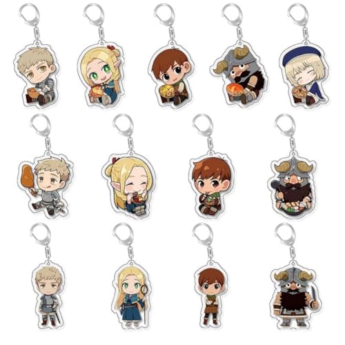 FEIDIAO 13pcs Delicious Dungeons Schlüsselanhänger Anime Figur Marcille Acryl Schlüsselring Anhänger Tasche Deko Accessoires von FEIDIAO