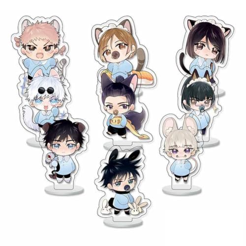 FEIDIAO Anime Chibi Figur Ständer 9pcs Set Niedlich Satoru Geto Action Figur Stand Schreibtisch Dekoration Anime Fans Sammlungen (A) von FEIDIAO