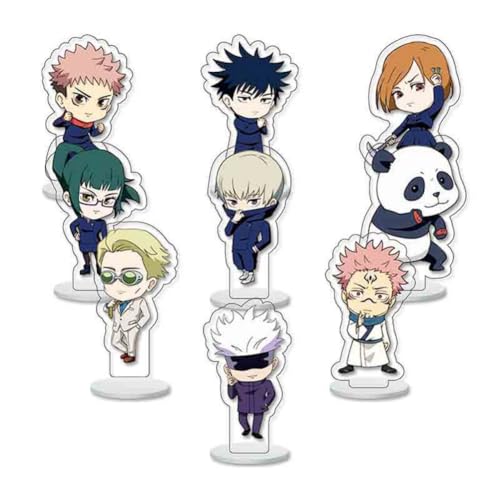 FEIDIAO Anime Chibi Figur Ständer 9pcs Set Niedlich Satoru Geto Action Figur Stand Schreibtisch Dekoration Anime Fans Sammlungen (B) von FEIDIAO