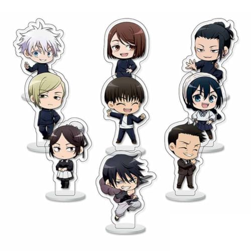 FEIDIAO Anime Chibi Figur Ständer 9pcs Set Niedlich Satoru Geto Action Figur Stand Schreibtisch Dekoration Anime Fans Sammlungen (C) von FEIDIAO