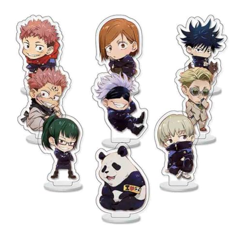 FEIDIAO Anime Chibi Figur Ständer 9pcs Set Niedlich Satoru Geto Action Figur Stand Schreibtisch Dekoration Anime Fans Sammlungen (D) von FEIDIAO