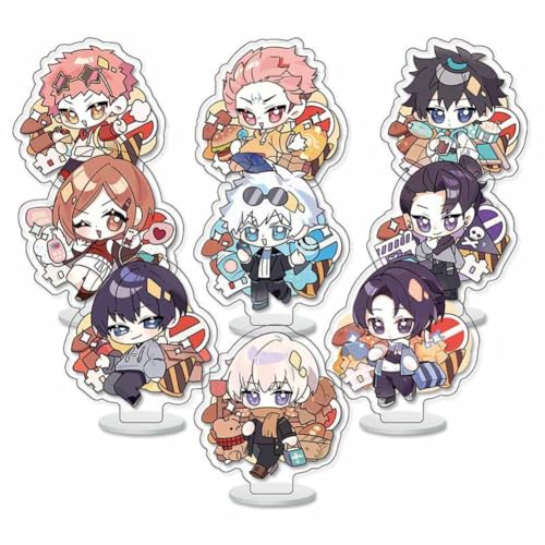 FEIDIAO Anime Chibi Figur Ständer 9pcs Set Niedlich Satoru Geto Action Figur Stand Schreibtisch Dekoration Anime Fans Sammlungen (E) von FEIDIAO