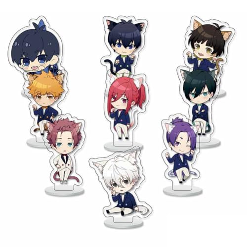 FEIDIAO Blue Locks Acryl Ständer 9Stück Set Anime Chibi Figur Ständer Schreibtisch Dekoration Blau Lock Fans Sammlungen von FEIDIAO