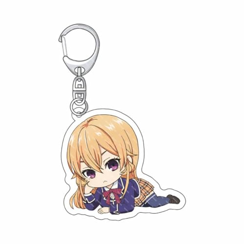 FEIDIAO Foods Wars Schlüsselanhänger Anime Charakter Yukihira Soma Acryl Anhänger Schlüsselbund Nakiri Erina, Megumi Tadokoro Figur Schlüssel Tasche Anhänger Zubehör (E) von FEIDIAO