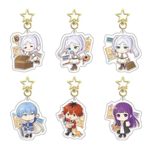 FEIDIAO Frieren Acryl Schlüsselanhänger Niedlich Anime Charakter Frieren Anhänger Schlüsselring Himmel Figur Schlüssel Tasche Anhänger Zubehör 6pcs FEIDIAO Frieren Acryl Schlüsselanhänger Niedlich Anime Charakter Frieren Anhänger Schlüsselring Himmel Figur Schlüssel Tasche Anhänger Zubehör 6pcs von FEIDIAO
