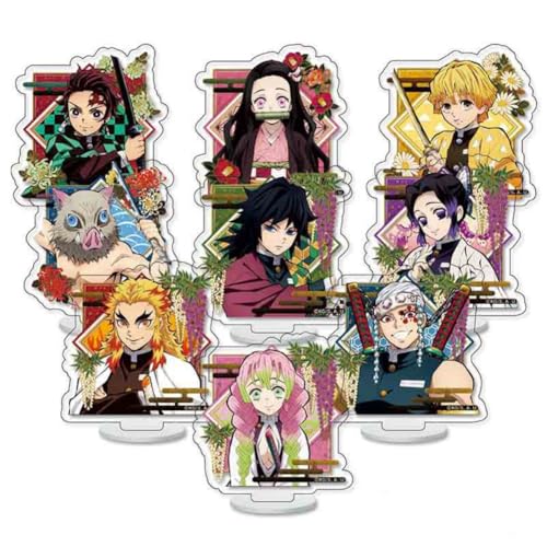 FEIDIAO Ghost Killing Acryl Ständer 9Stück Set Dämonen Chibi Figur Ständer Schreibtisch Dekoration Ki Metsu Fans Sammlungen (A) von FEIDIAO