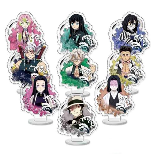 FEIDIAO Ghost Killing Acryl Ständer 9Stück Set Dämonen Chibi Figur Ständer Schreibtisch Dekoration Ki Metsu Fans Sammlungen (B) von FEIDIAO
