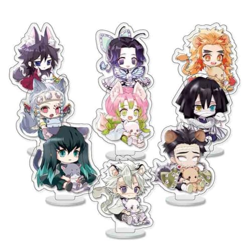 FEIDIAO Ghost Killing Acryl Ständer 9Stück Set Dämonen Chibi Figur Ständer Schreibtisch Dekoration Ki Metsu Fans Sammlungen (D) von FEIDIAO