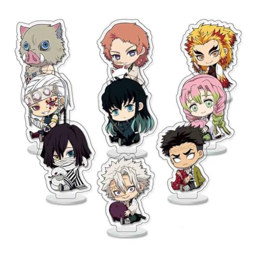 FEIDIAO Ghost Killing Acryl Ständer 9Stück Set Dämonen Chibi Figur Ständer Schreibtisch Dekoration Ki Metsu Fans Sammlungen (E) von FEIDIAO