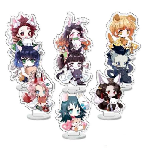 FEIDIAO Ghost Killing Acryl Ständer 9Stück Set Dämonen Chibi Figur Ständer Schreibtisch Dekoration Ki Metsu Fans Sammlungen (F) von FEIDIAO