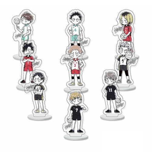 FEIDIAO Haikyu Acryl Ständer 9 Stück Anime Chibi Figur Ständer Schreibtisch Dekoration Haikyu Fans Sammlungen (B) von FEIDIAO