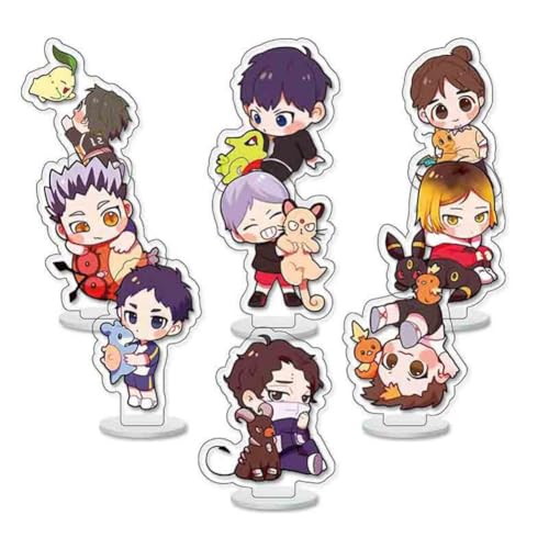 FEIDIAO Haikyu Acryl Ständer 9 Stück Anime Chibi Figur Ständer Schreibtisch Dekoration Haikyu Fans Sammlungen (D) von FEIDIAO