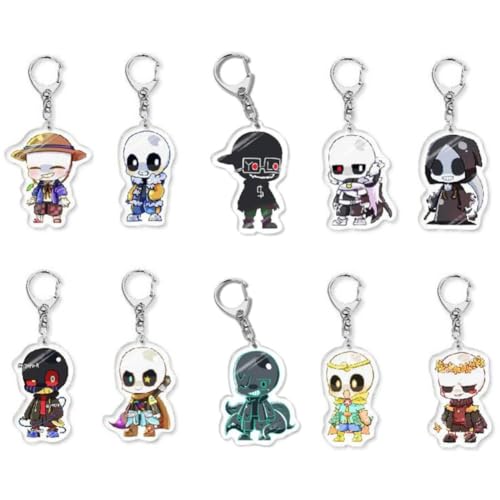 FEIDIAO Under Tale Schlüsselanhänger Sans Acryl Schlüssel Anhänger Cosplay Spiel Rolle Chibi Figur Schlüsselring Tasche Dekor Zubehör 10pcs FEIDIAO Under Tale Schlüsselanhänger Sans Acryl Schlüssel Anhänger Cosplay Spiel Rolle Chibi Figur Schlüsselring Tasche Dekor Zubehör 10pcs von FEIDIAO