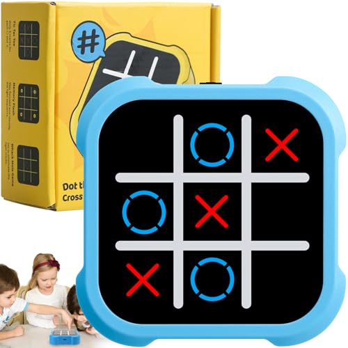 FEIGO Tic Tac Toe Spiel,Elektronisch Tic-Tac-Toe Bolt Spiel für Erwachsene Kinder,3-In-1-Puzzlespielkonsole,Reisespiele Brettspiele,Gedächtnisspiele,Familietragbare Reisespiele FüR Bildung (Blau) von FEIGO