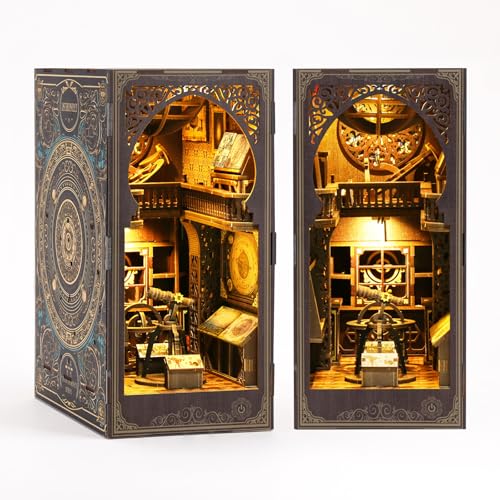 DIY Book Nook Kit Booknook: 3D Puzzles Bücherecke Bücherregaleinsatz mit LED-Licht, 3D DIY Holzpuzzle Book Nook Kit Buchstütze für Bücherregal Dekoration Kreatives Bücherregal-Deko-Set(Museum) von FEIMUOSI