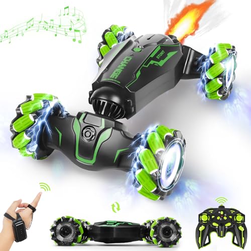 Ferngesteuertes Auto RC Stunt Car: 2.4Ghz Drift Car Handgesteuertes mit Musik Licht & Spray, 4WD Handsteuerung Gestenerkennung Off Road Twist Car Spielzeugauto Mädchen Junge ab 6 7 8 9 10 12 Jahre von FEIMUOSI